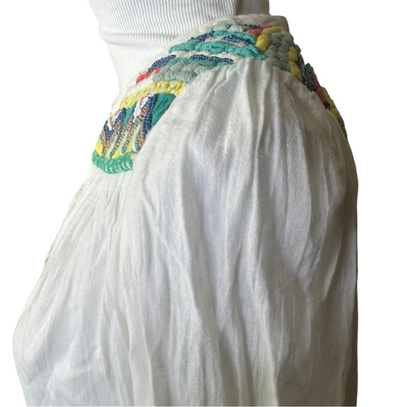 New Anthropologie Isato White Gauzy Embroidered Beaded Peasant Blouse Small - Picture 4 of 9